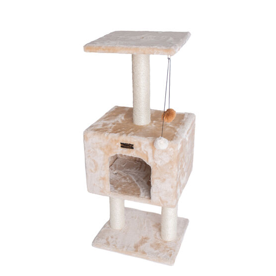 Real Wood 42" Cat Tree With Condo And Scratch Post, , on-hover image number null