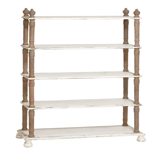 White Wood Farmhouse Shelving Unit, 75 inches x 37 inches x 14 inches, DARK BROWN, hi-res image number 0