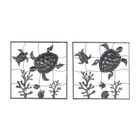Set Of 2 Gold Metal Coastal Sea Life Wall Decor, , on-hover image number null
