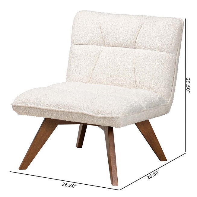Darielle Japandi Cream Boucle Fabric And Walnut Brown Finished Rubberwood Accent Chair, , alternate image number null