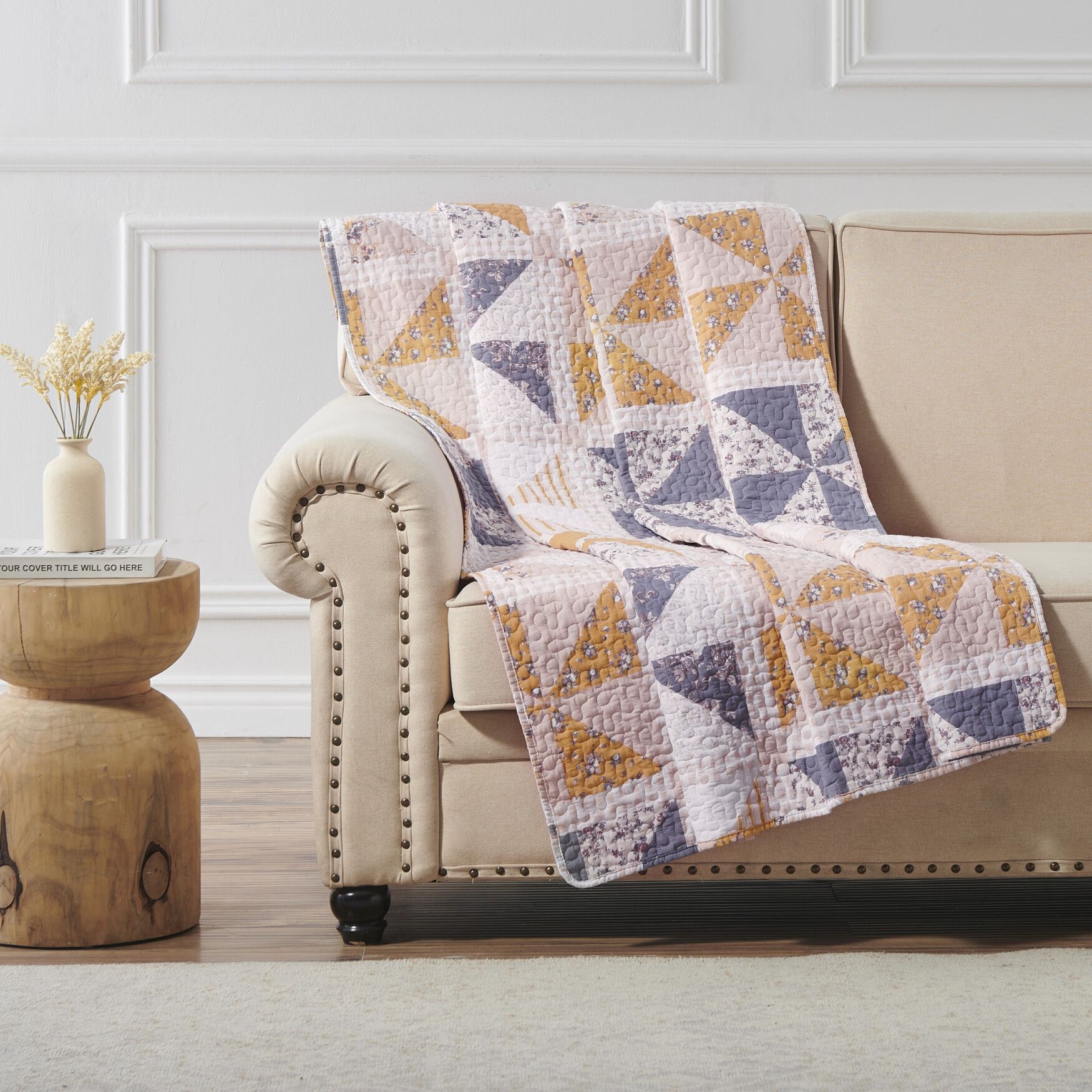 Pinwheel & Posey Quilted Throw Blanket, , alternate image number 4