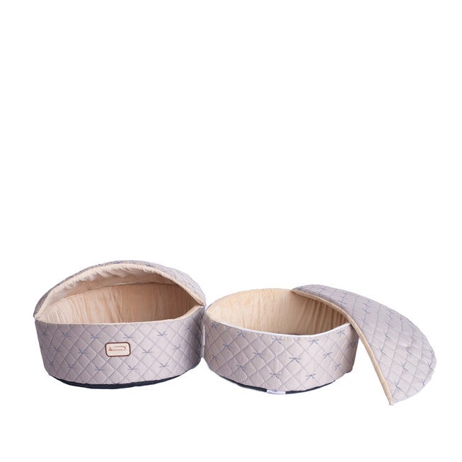 Cuddle Cave Cat Bed With Detachable & Collasible Zipper Top, Medium, Pale Silver and Beige, , alternate image number 4