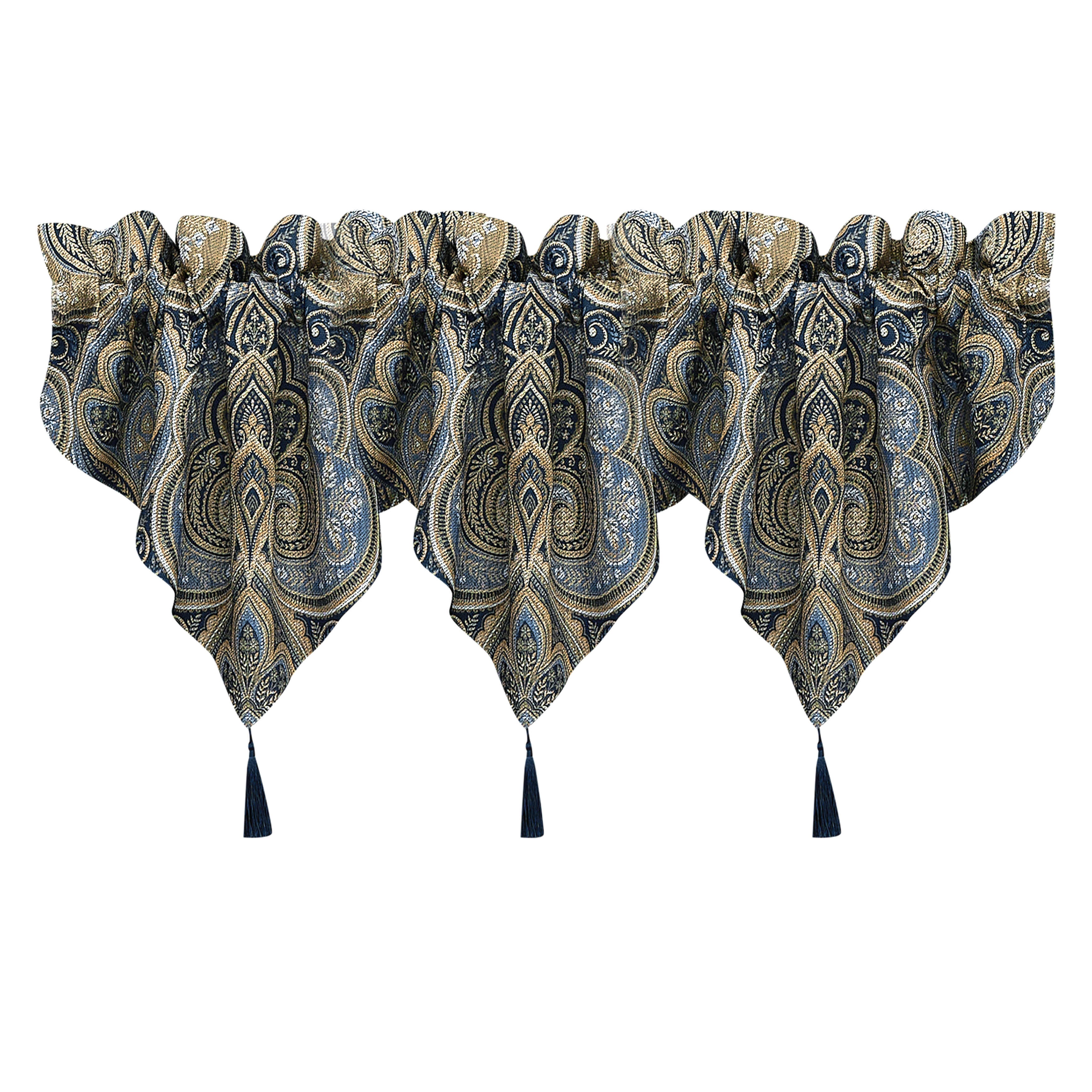 Messina Navy Window Ascot Valance, NAVY, alternate image number null