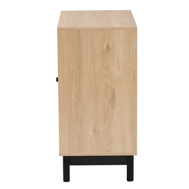 Cherelle Mid-Century Modern Light Brown And Black 2-Door Storage Cabinet, , alternate image number null