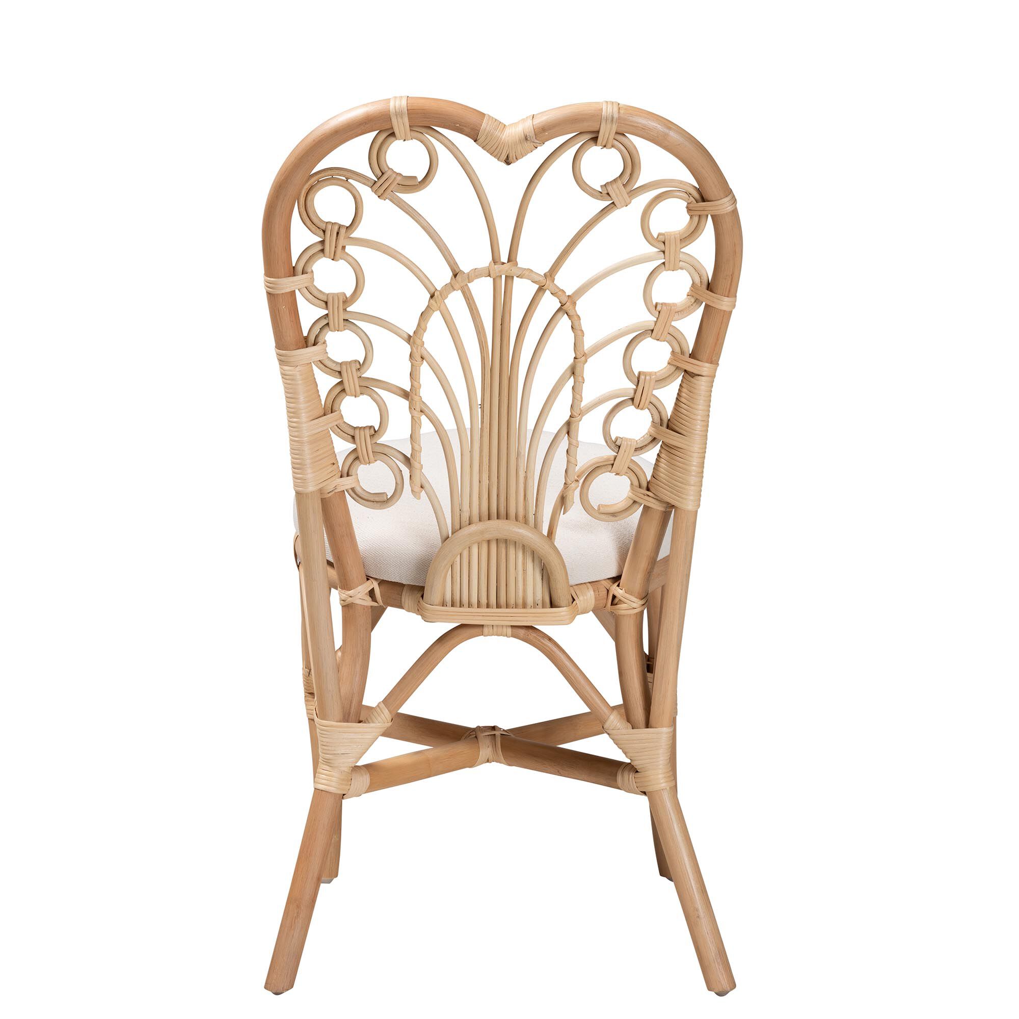 Jerica Modern Bohemian Natural Brown Rattan Dining Chair, WHITE, alternate image number 5