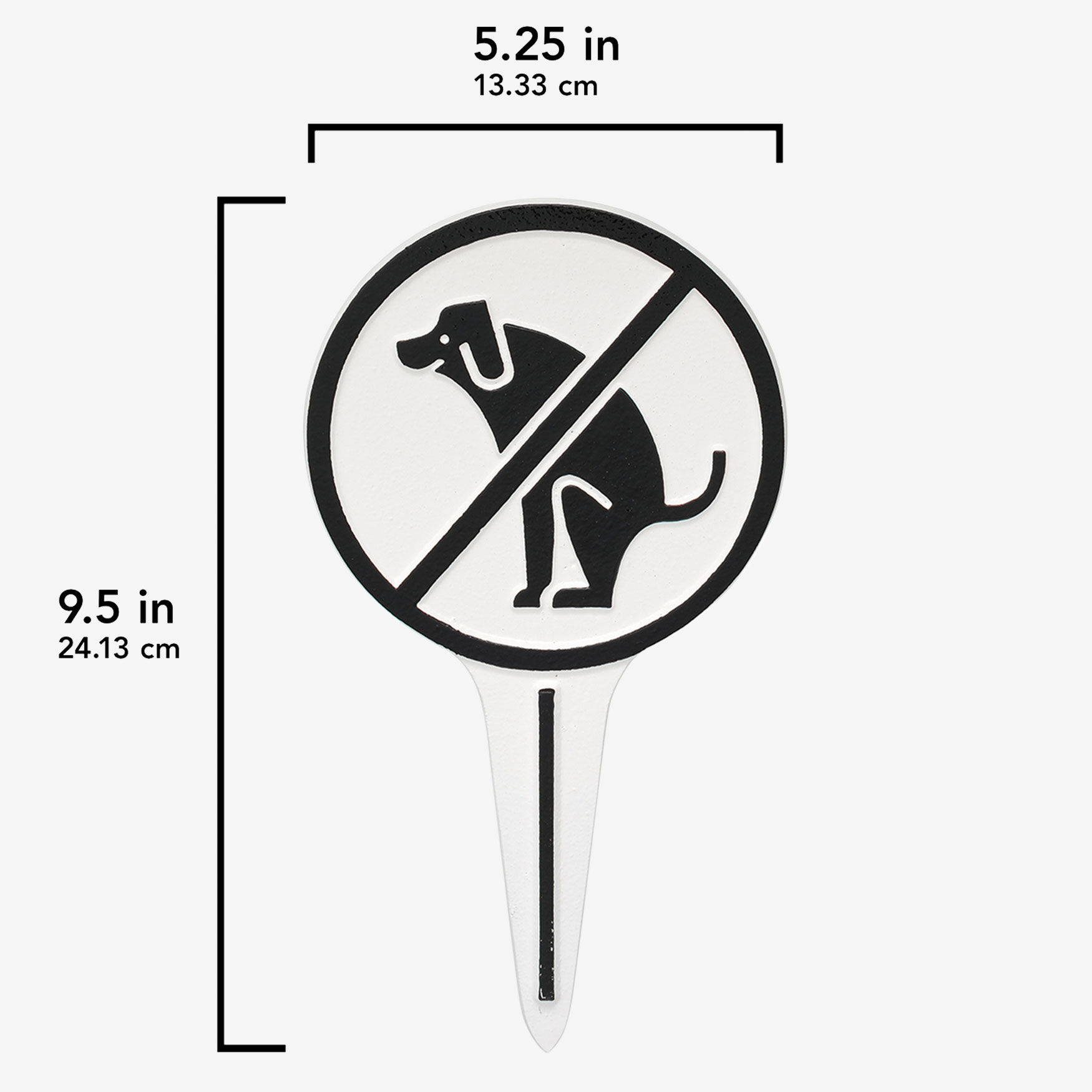 No Dog Poop Round Cast Aluminum Yard Sign 