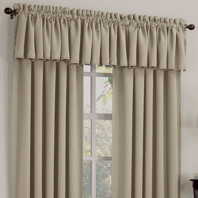 Madison Room Darkening Rod-Pocket Valance, STONE, hi-res image number 0