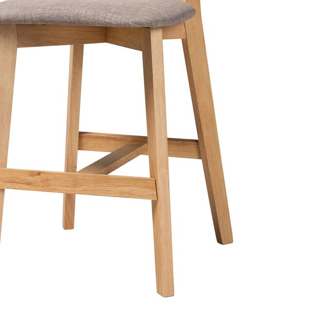 Dannell Mid-Century Modern Grey Fabric and Natural Oak Finished Wood 2-Piece Counter Stool Set, , alternate image number 17
