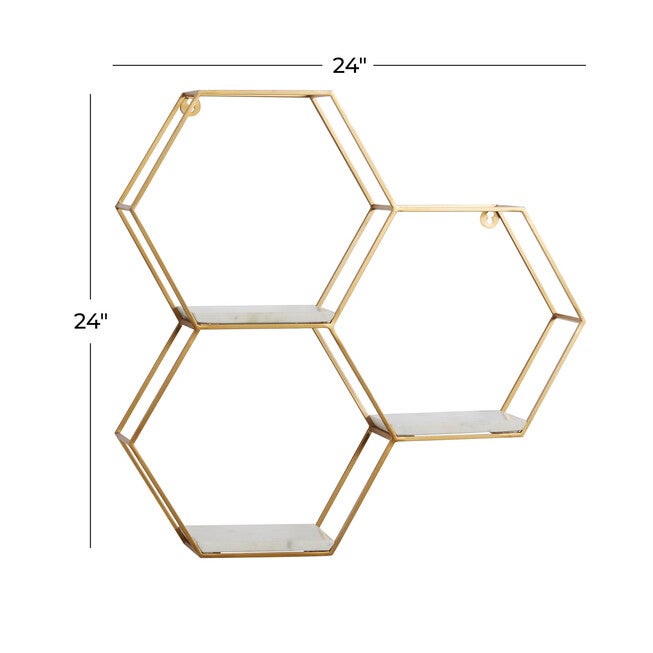 Gold Marble Contemporary Wall Shelf Wall Shelf, , alternate image number null