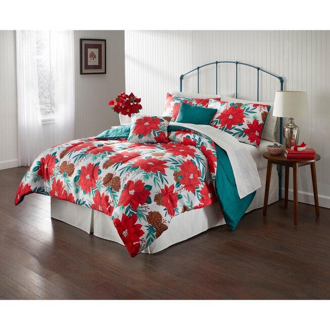 Poinsettia Holiday 5-Pc. Comforter Set, POINSETTIA, hi-res image number null