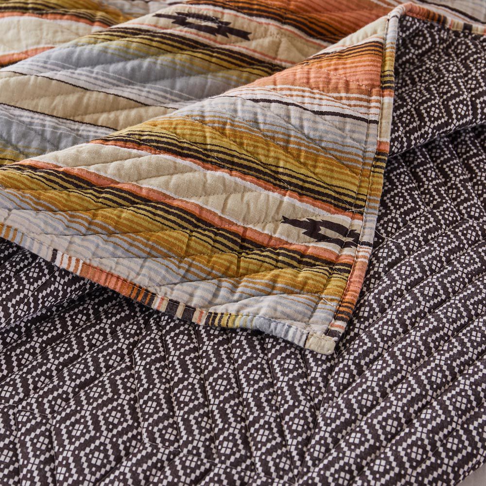 Painted Desert Boho Chic Quilted Throw Blanket, Sapphire, SAPPHIRE, alternate image number 3