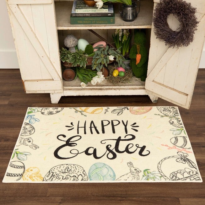 Happy Easter Charcoal Kitchen Rug, , alternate image number null