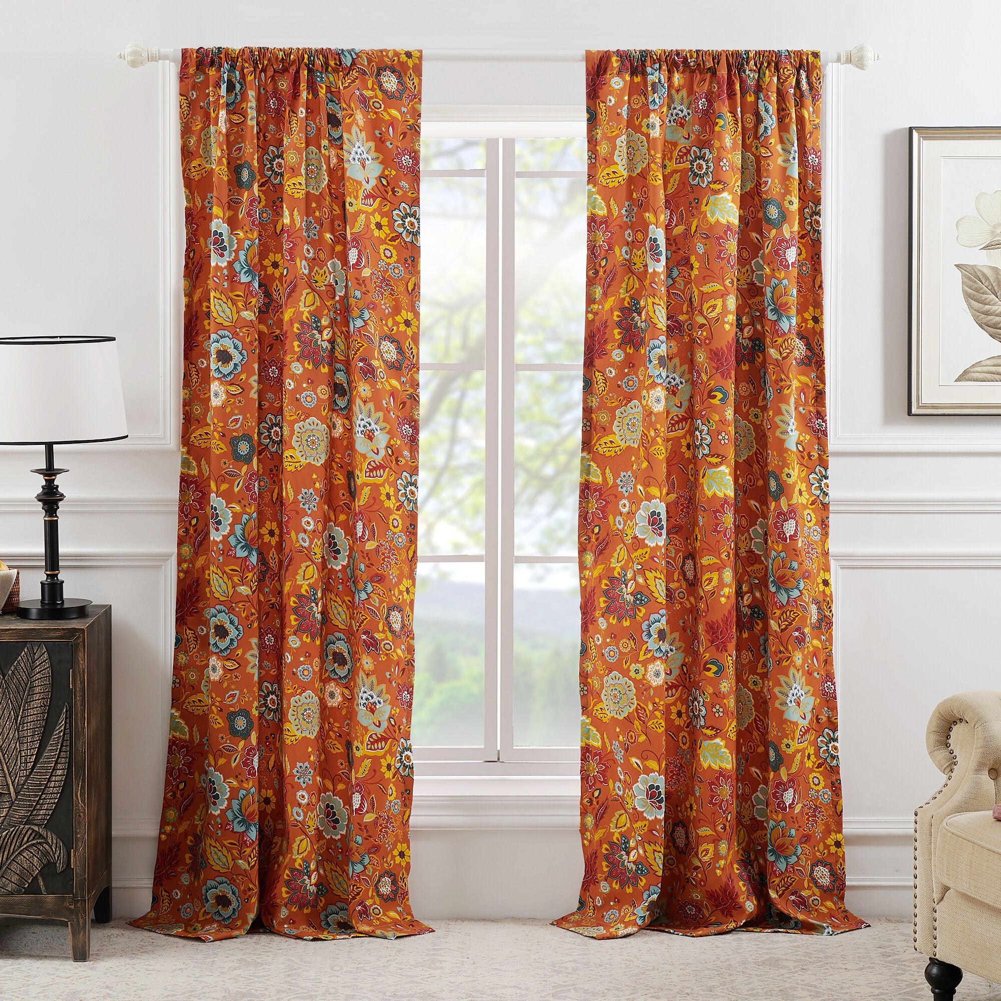 Astoria Window Curtain Panels, Set of 2, 63 inches, Spice, SPICE, hi-res image number 0