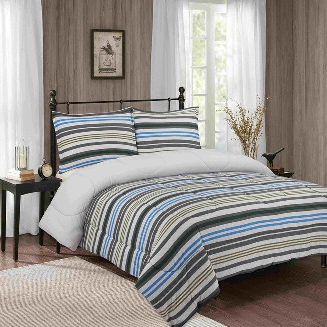 Jersey Knit Blue Stripe Comforter Set, , alternate image number 8