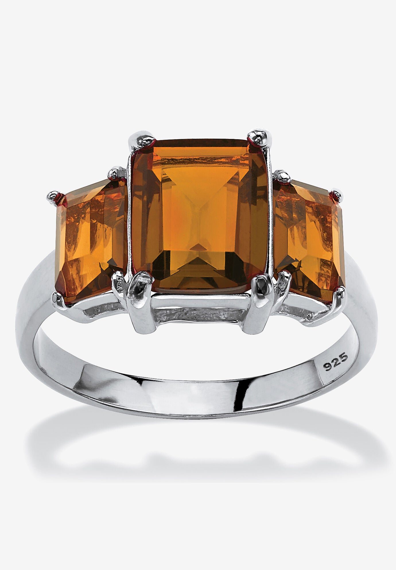 Sterling Silver 3 Square Simulated Birthstone Ring, NOVEMBER, hi-res image number 0