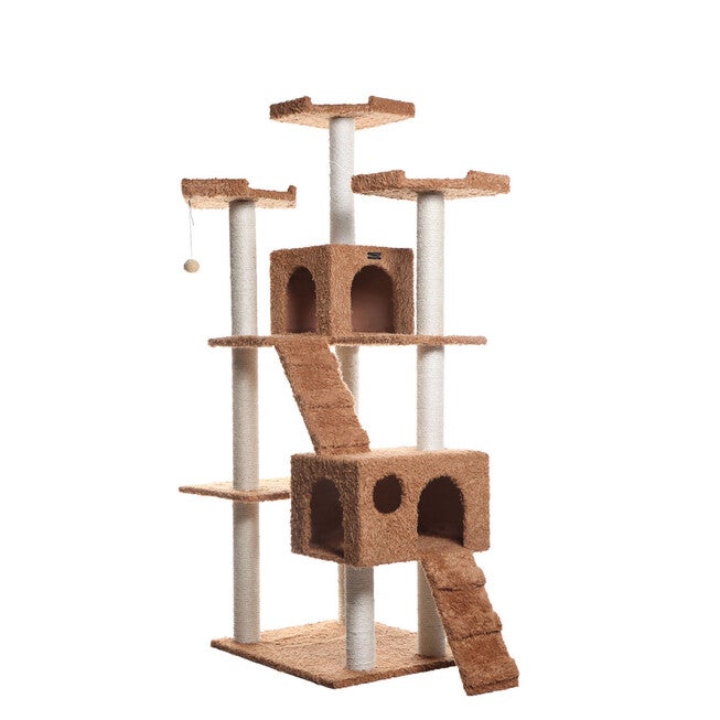 Multi-Level 74 inches Real Wood Cat Tree Furniture With Sratchhing Posts, , alternate image number 5