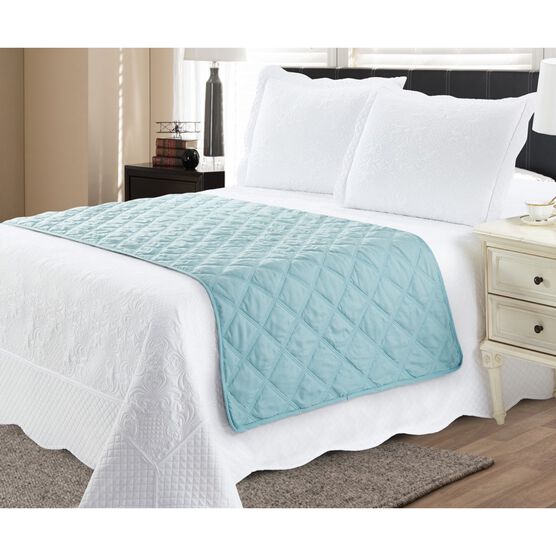 Solid Reversible Quilted Bed Runner Protector, JADE TEAL, hi-res image number null