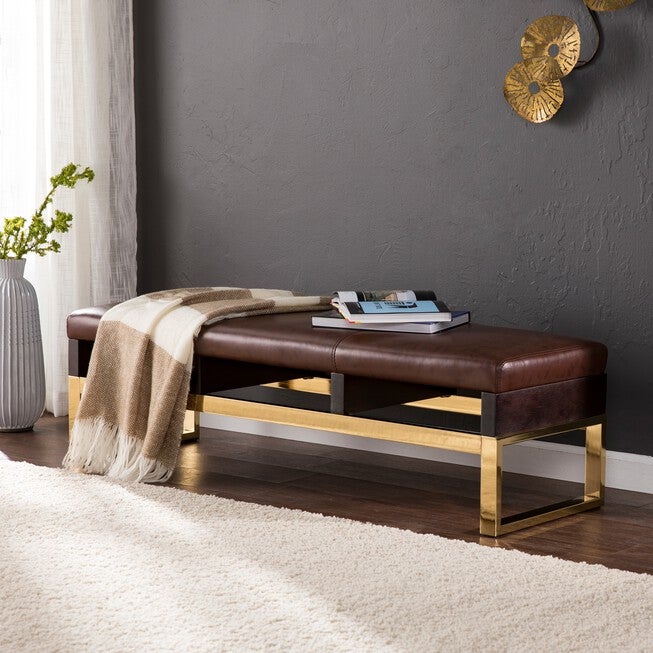 Renwick Decorative Bench - Midcentury Modern Style, EXPRESSO, hi-res image number null