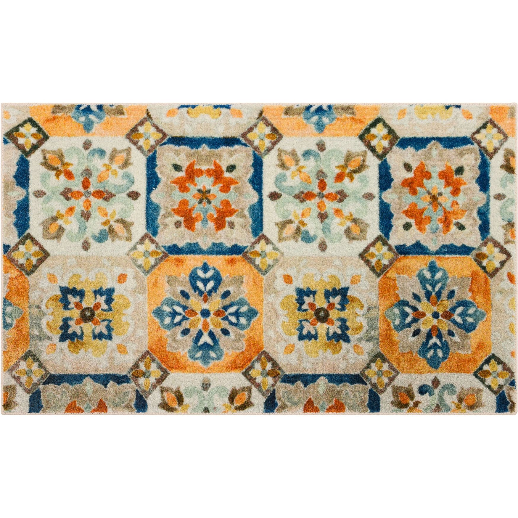 Affordable Watercolor Tiles Kitchen Rug, 4496369 | Brylane Home