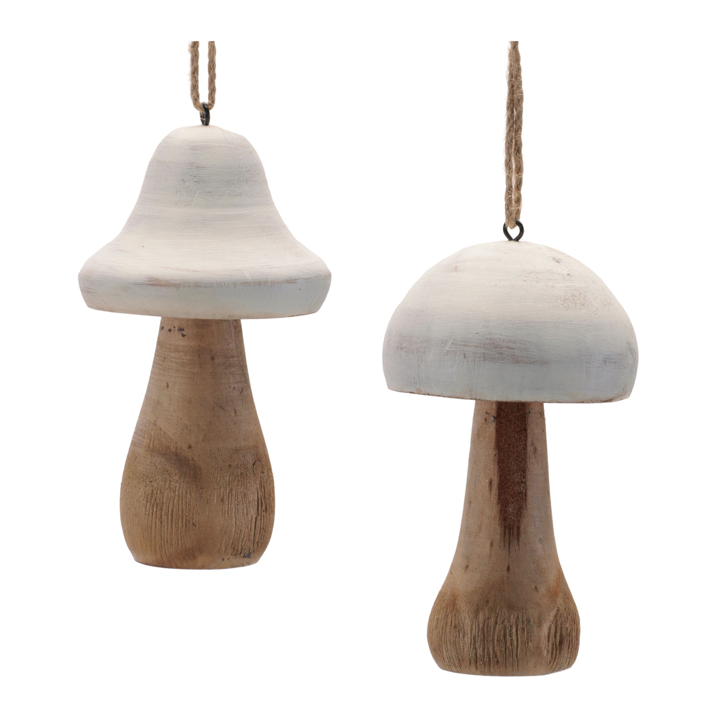 Wood Mushroom Ornament  (Set of 4)