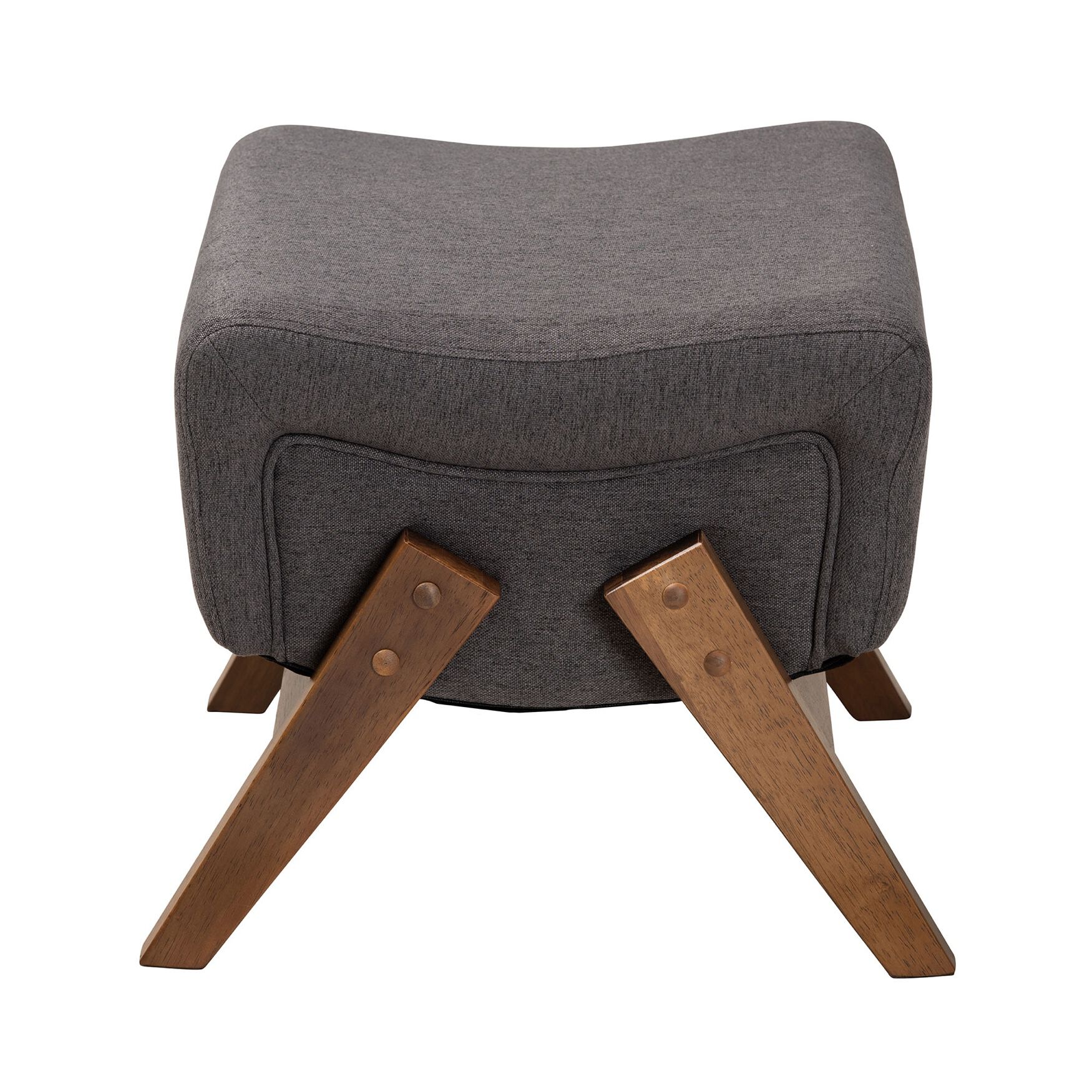 Hanson Mid-Century Modern Dark Grey Fabric And Walnut Brown Finished Wood Ottoman, , alternate image number 8