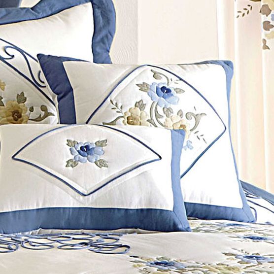 Ava Embroidered Cotton 16' Square Pillow, Ava Embroidered Cotton 16' Square Pillow,