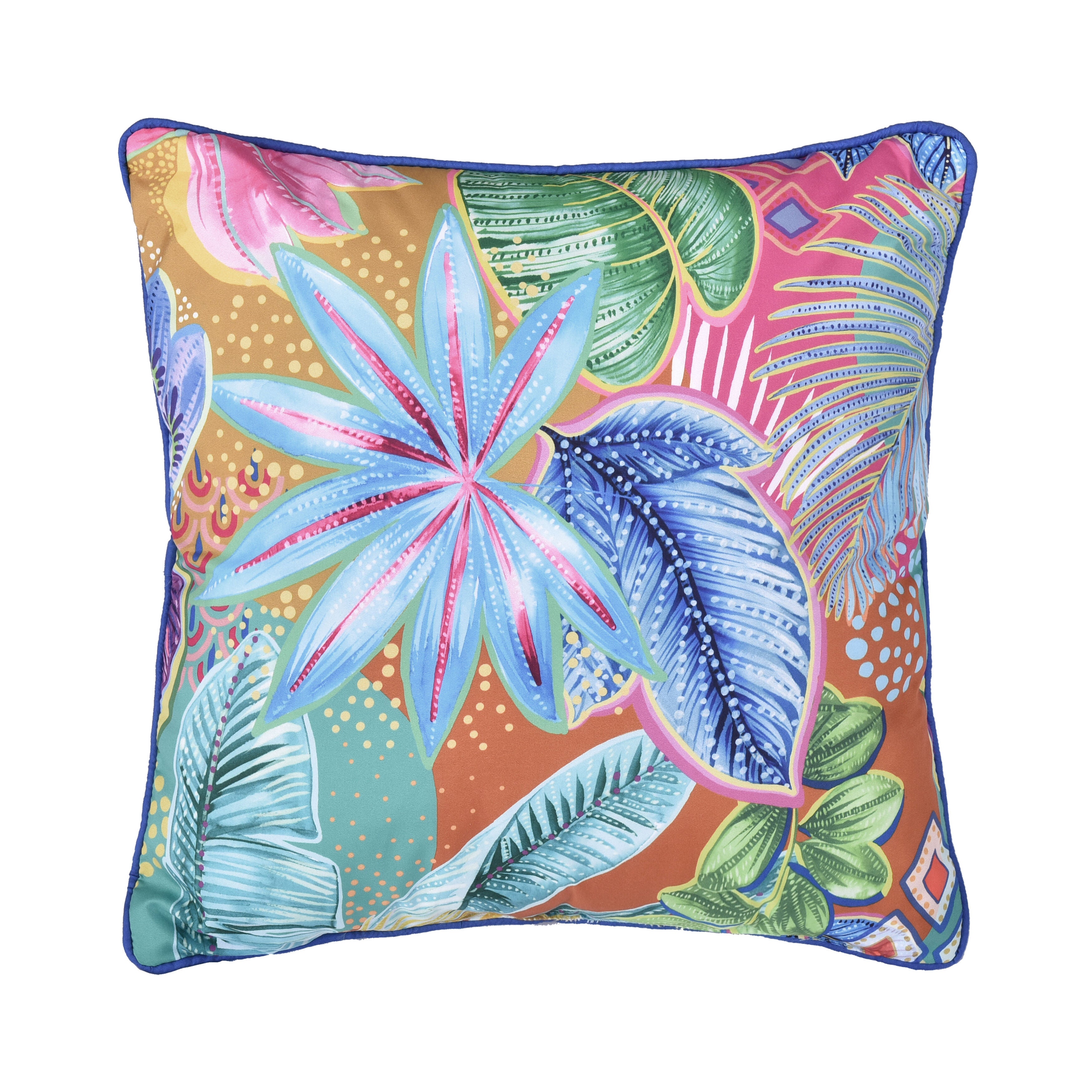 HANALEI 18 inches SQUARE DECORATIVE THROW PILLOW, TURQUOISE, hi-res image number 0