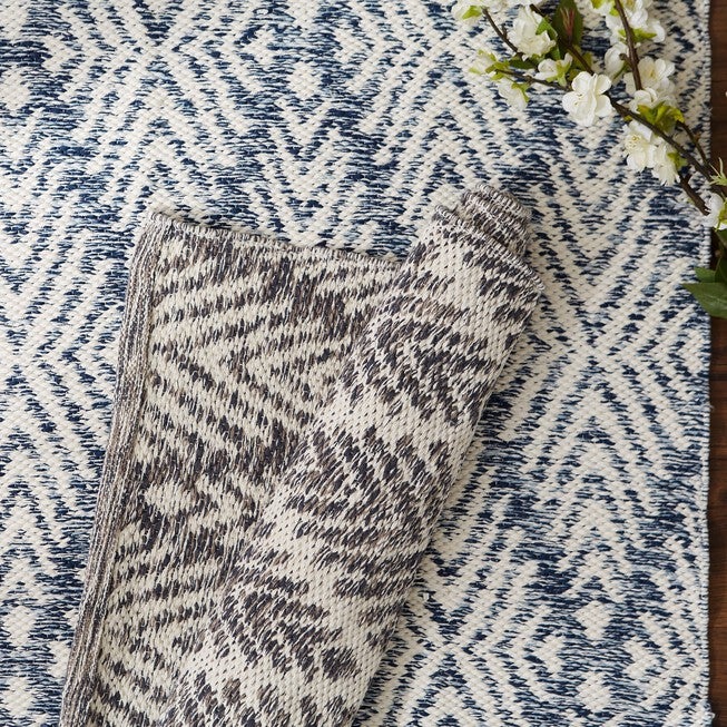 Blue Diamond Handwoven Rug 2X3 Ft Bath, , alternate image number null