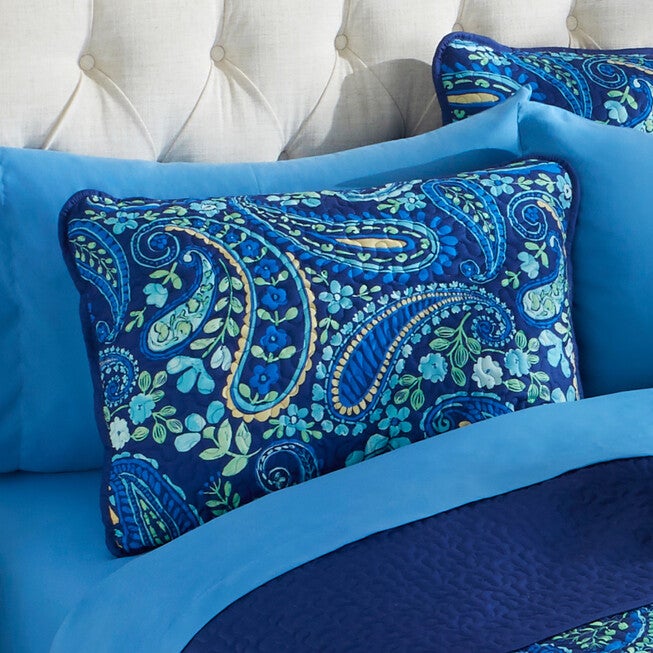 BH Studio Reversible Quilted Sham, NAVY PAISLEY, hi-res image number null