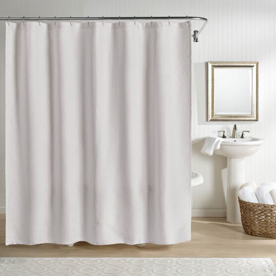 Sunset European Matelassé Shower, Matelasse Shower Curtain White