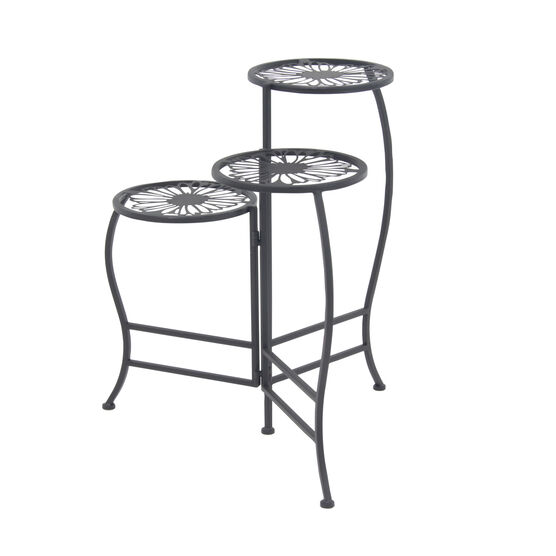 Set Of 3 Black Metal Traditional Plantstand, , on-hover image number null