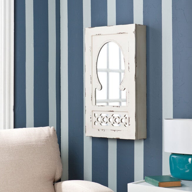 Shabby Chic Wall Mount Jewelry Mirror, , on-hover image number 1