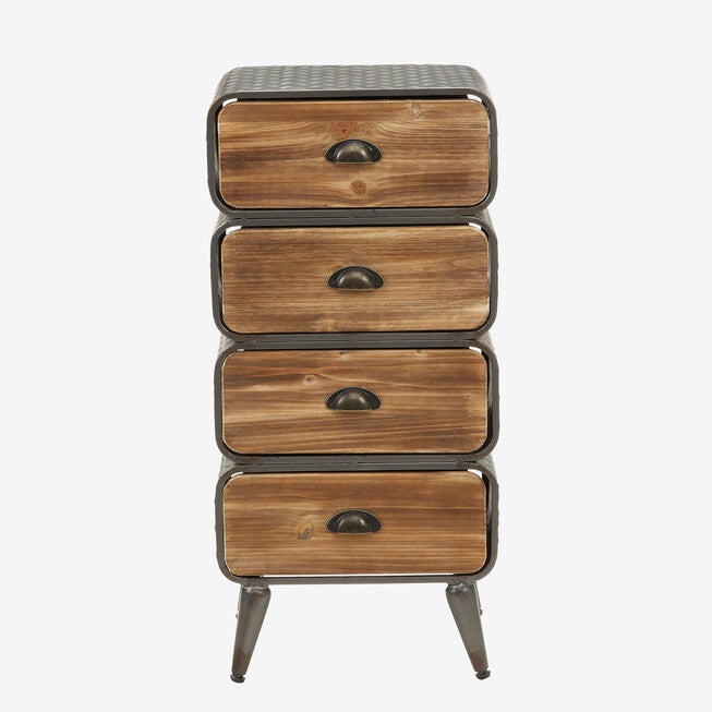 Urban Loft 4 Rounded Drawer Chest, NATURAL WOOD, hi-res image number 0