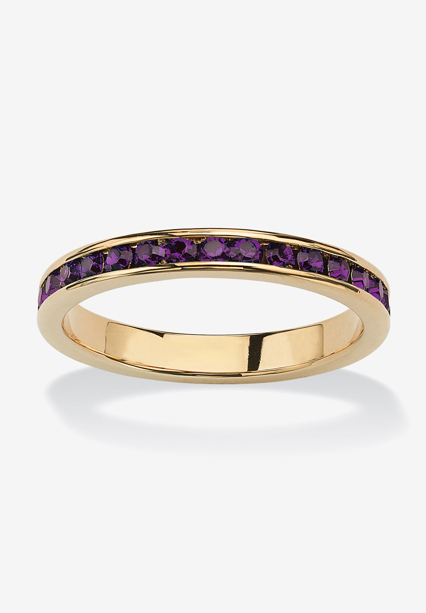Yellow Gold Plated Simulated Birthstone Eternity Ring, FEBRUARY, hi-res image number 0