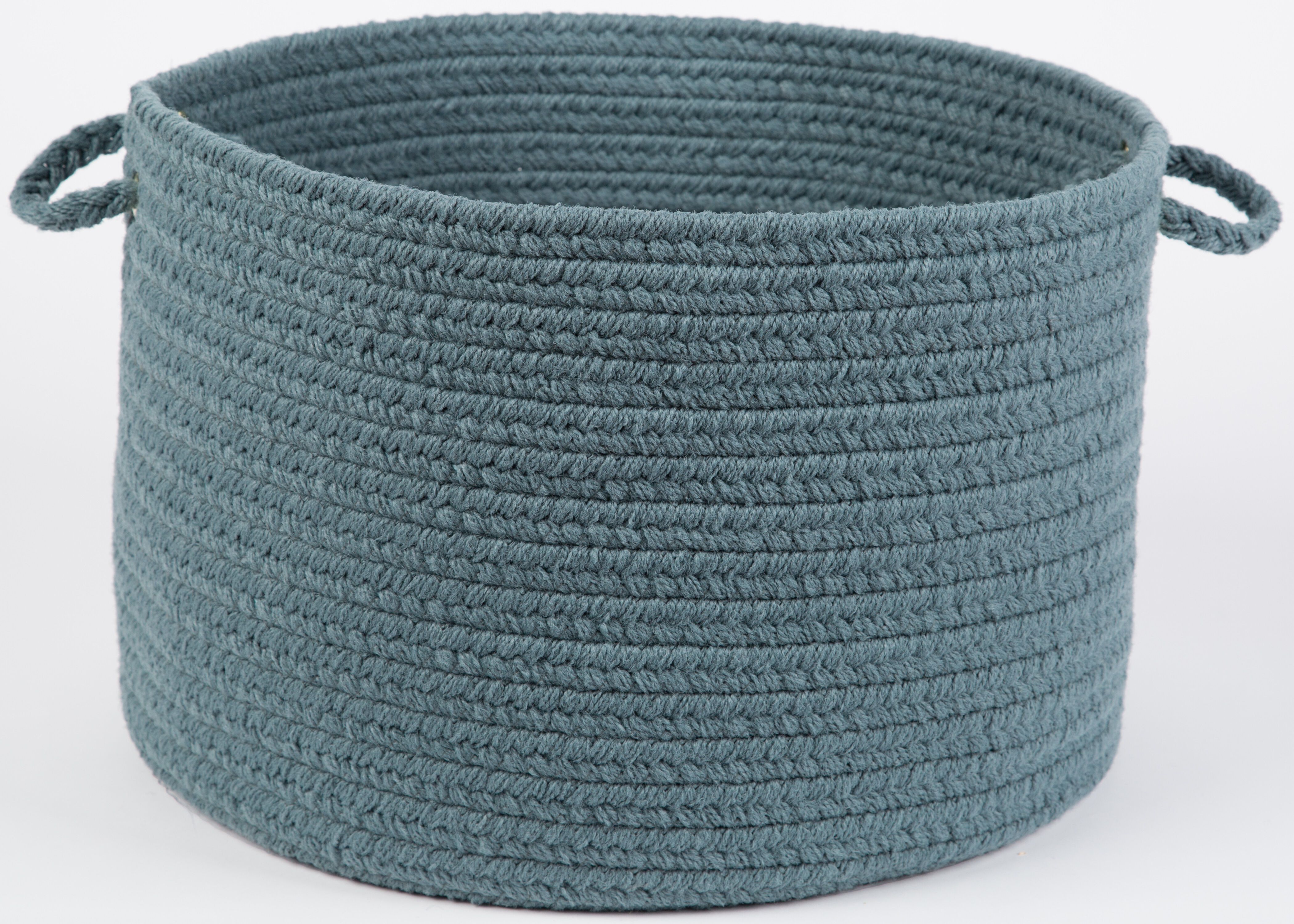 18 inches x 12 inches Braided Basket with Handles, OCEAN BLUE, hi-res image number 0