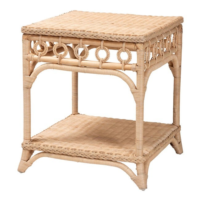 Oxford Braided Natural Rattan End Table, BROWN, alternate image number null