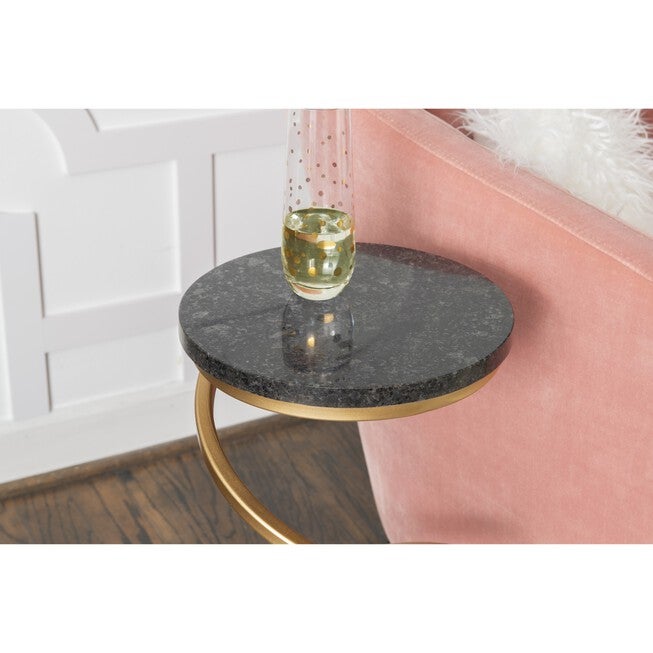 Gigi Spiral Black Granite Drink Table Accent Tables (Including End Tables), , alternate image number null