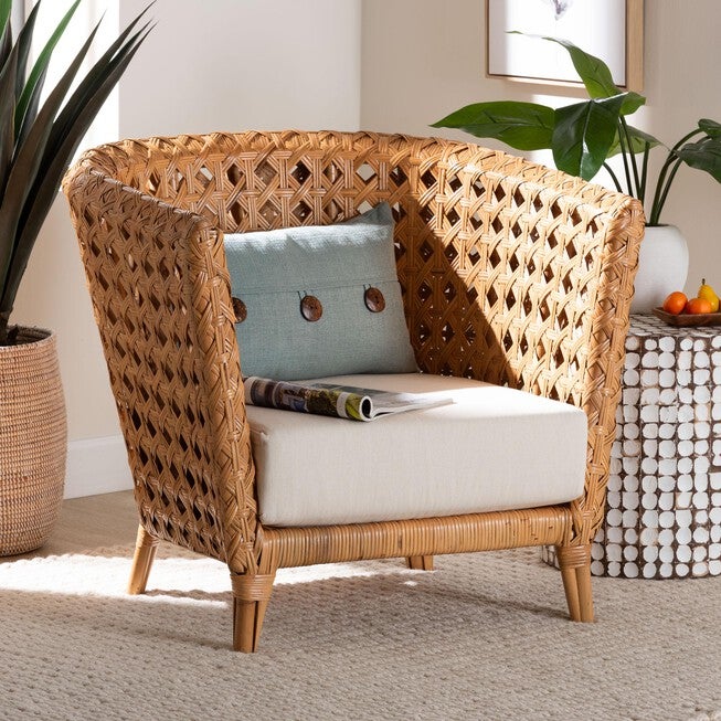 Daiwa Bohemian Light Honey Ratan Accent Chair, LIGHT, hi-res image number null