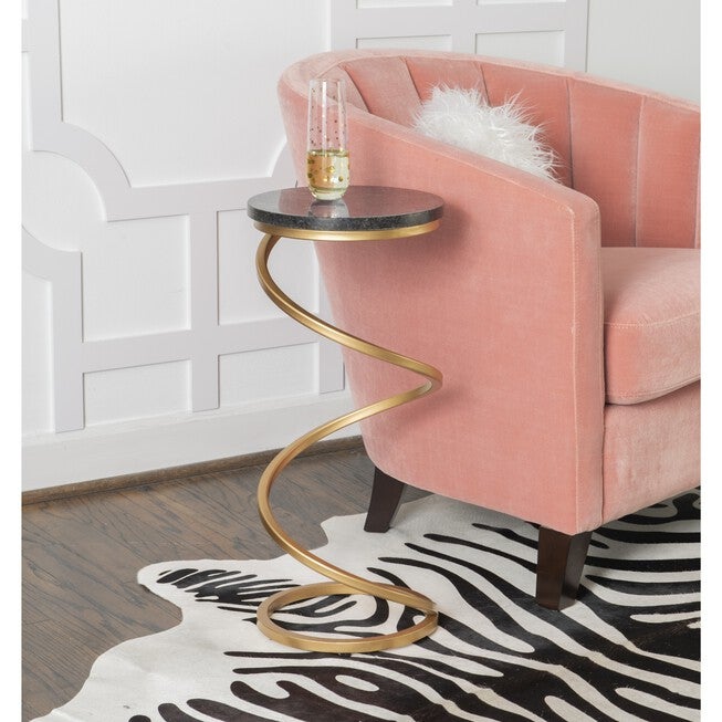 Gigi Spiral Black Granite Drink Table Accent Tables (Including End Tables), , on-hover image number null