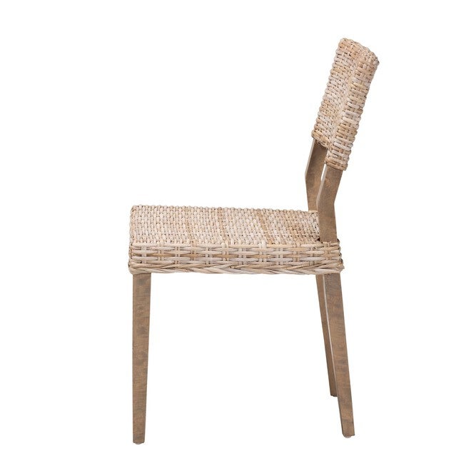 Barossa Bohemian Grey Kubu Rattan And Mahogany Wood Dining Chair, , alternate image number null