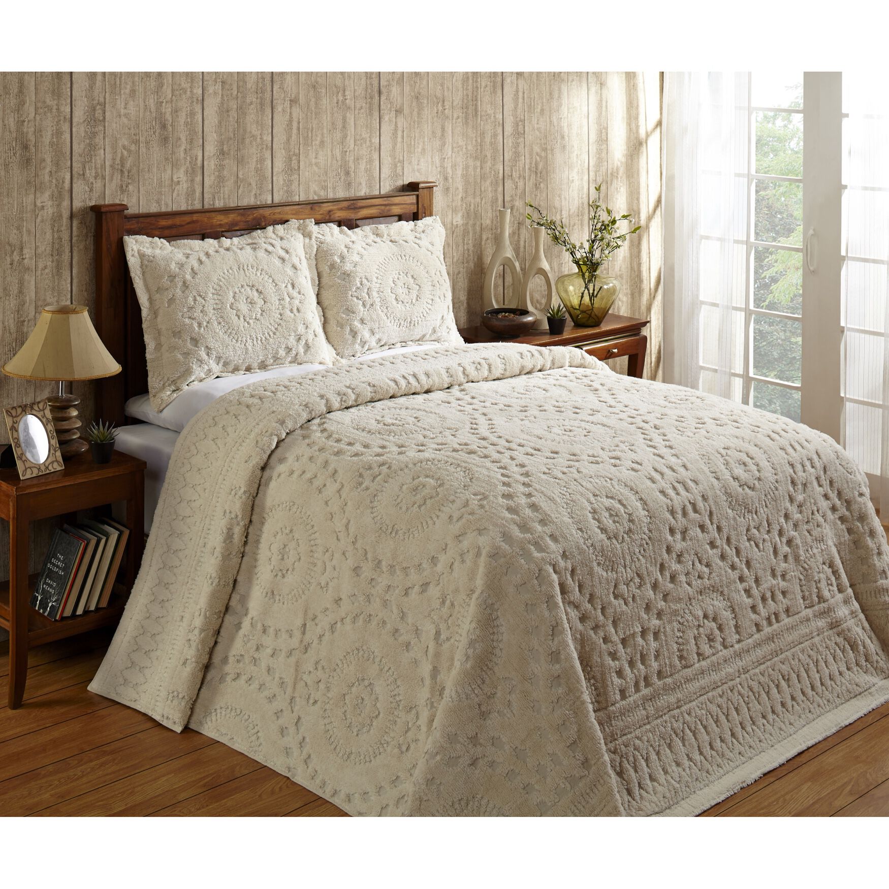 Rio Collection Chenille Bedspread , IVORY, hi-res image number 0