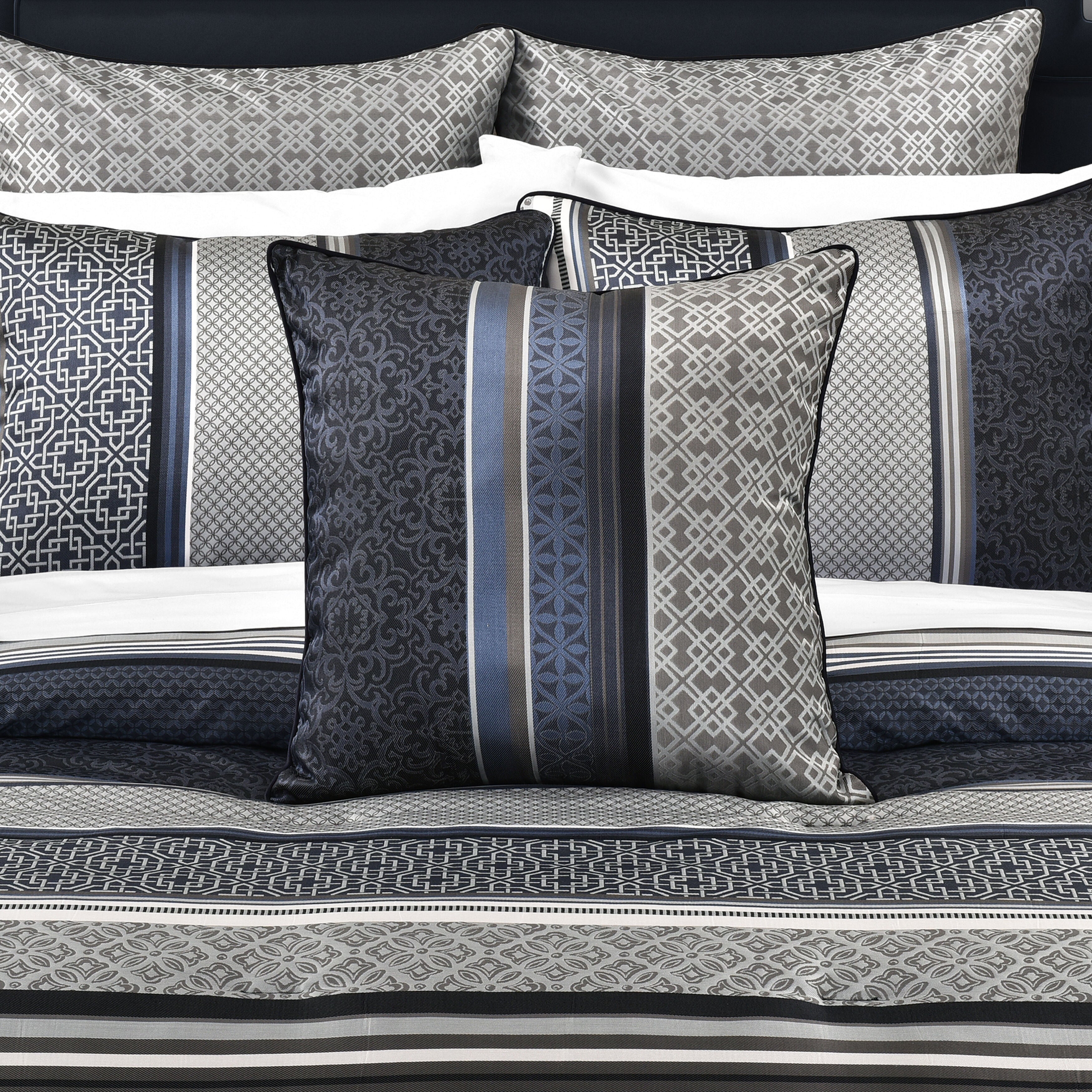 CARLISLE 20 inches SQUARE DECORATIVE THROW PILLOW, INDIGO, hi-res image number 0