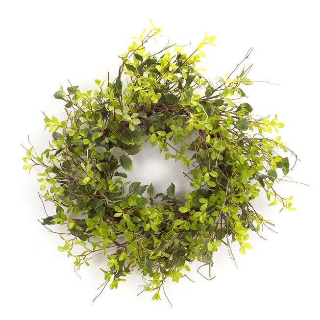 Oversized Mixed Foliage Twig Wreath 30 inchesD, GREEN, hi-res image number null