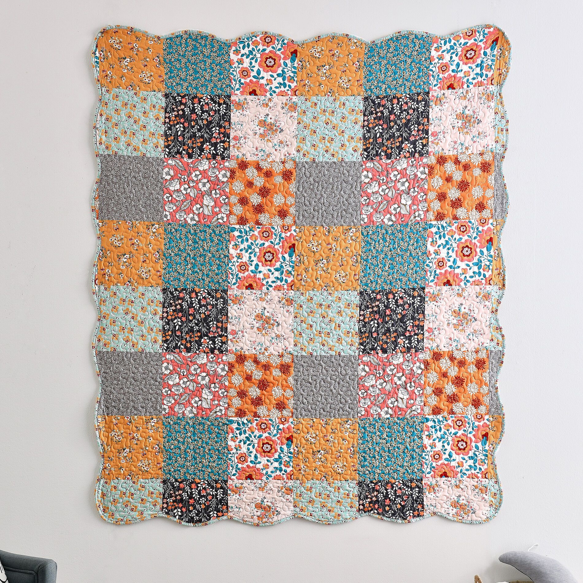 Carlie Patchwork Quilted Throw Blanket, CALICO PATCHES, alternate image number 3