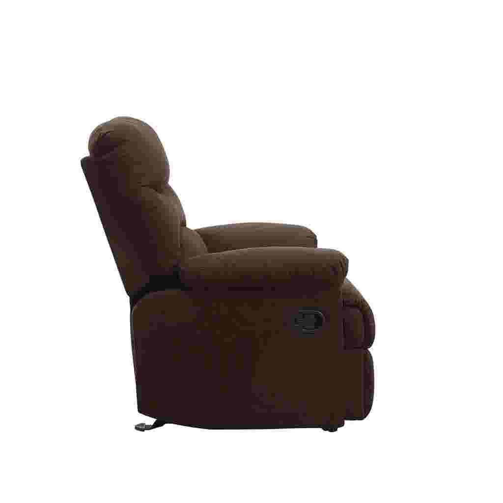 side view of a brown glider recliner