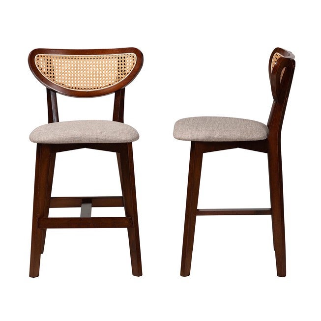 Dannell Mid-Century Modern Grey Fabric and Natural Oak Finished Wood 2-Piece Counter Stool Set, , alternate image number 8
