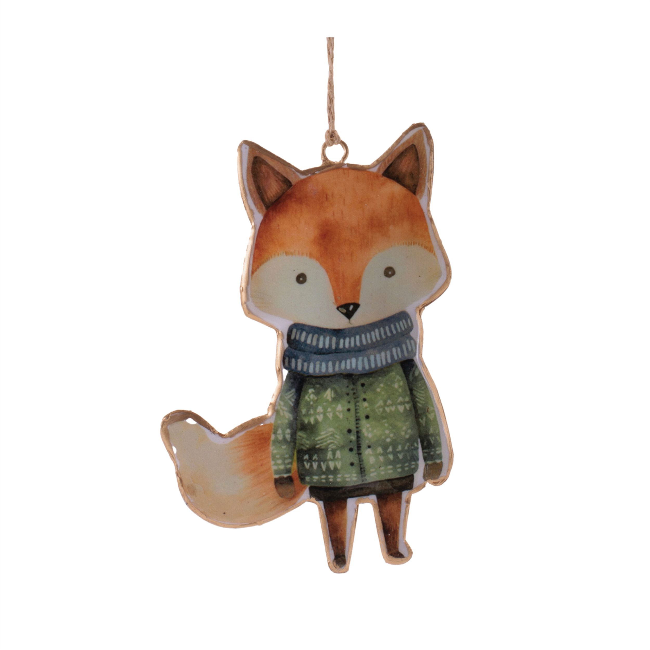 Iron Winter Animal Ornament  (Set of 6), ORANGE GREEN BLUE, alternate image number 4