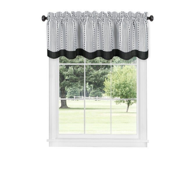 Westport Window Curtain Valance 58 inches x 14 inches, BLACK WHITE, hi-res image number null