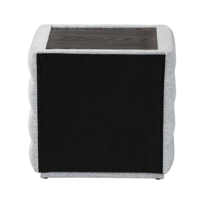 Cadmus Modern Light Grey Channel-Tufted Fabric 2-Drawer Nightstand, LIGHT, alternate image number null
