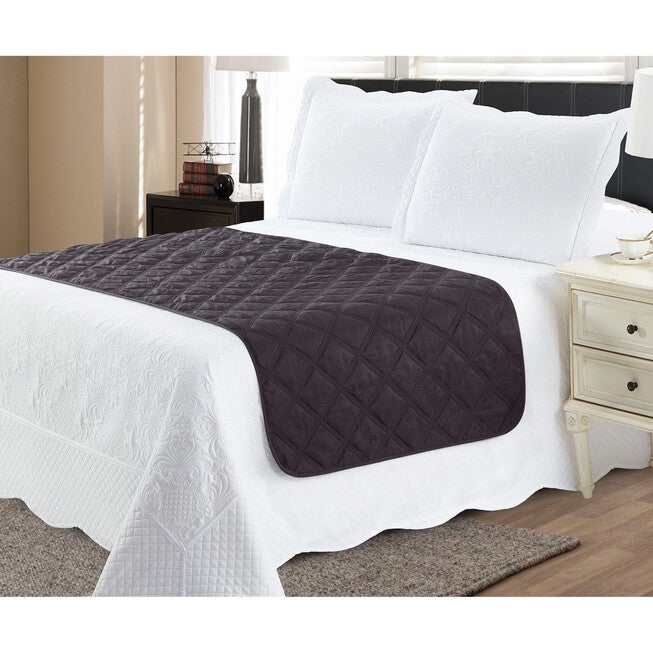 Solid Reversible Quilted Bed Runner Protector, BLACK GREY, hi-res image number null